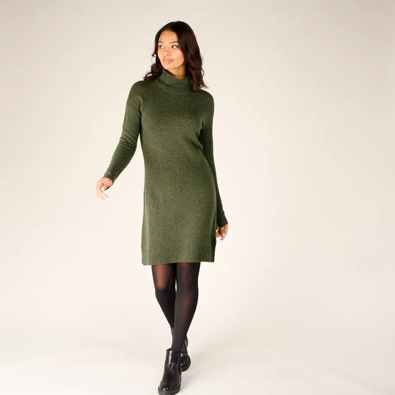 Sherpa Womens Lhakpa Mock Neck Dress Evergreen-1